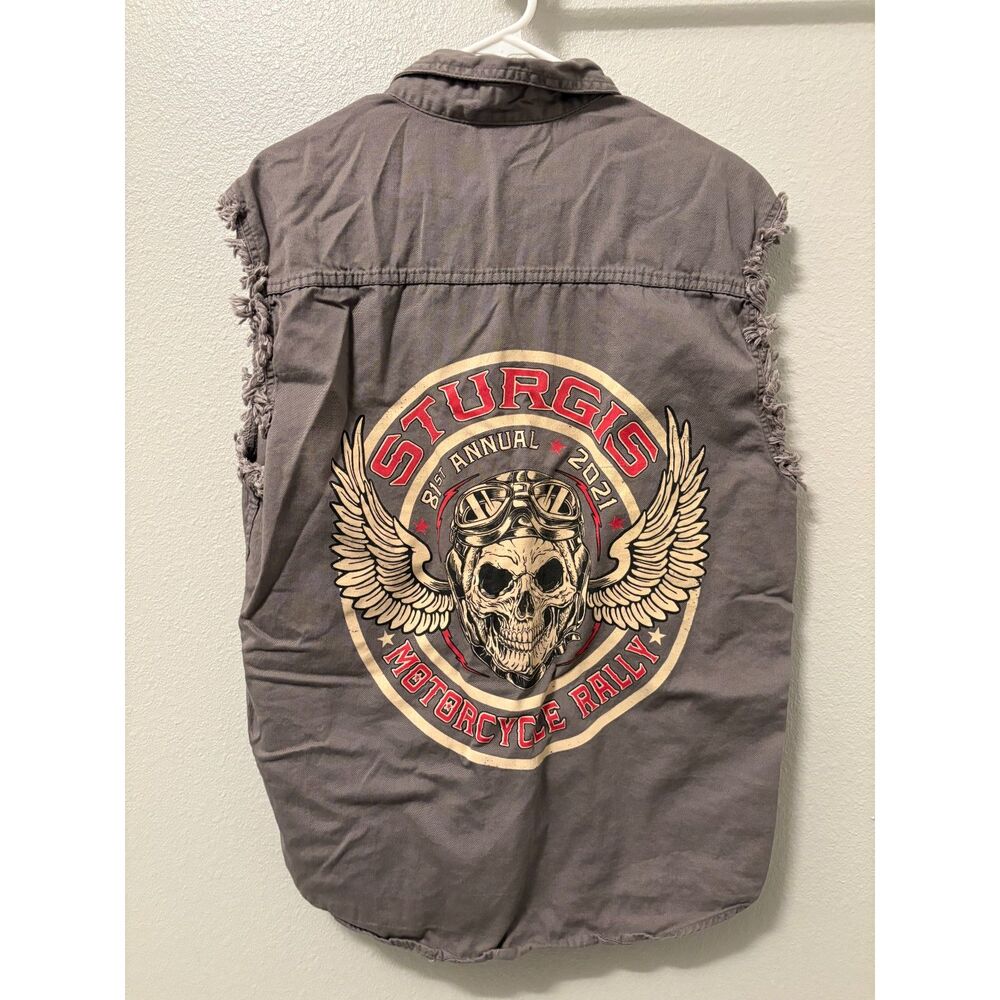 Sturgis 81st annual motorcycle rally sleeveless denim button up  [M|L]